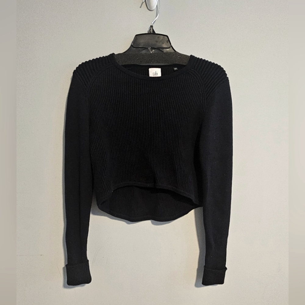 Cabi Black Prep Cropped Pullover Sweater | Medium